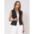 thumbnail image 3 of DARING DIVA Women's Button Down V Neck Elastic Waist Sleeveless Waistcoat S Black, 3 of 7