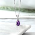 thumbnail image 4 of Gem Stone King 925 Sterling Silver Pear Shape Purple Amethyst and White Diamond Pendant Necklace for Women (1.80 Cttw, Gemstone Birthstone, with 18 inch Chain), 4 of 4