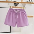 thumbnail image 2 of Pounoo New 2025 Girls Shorts Size 10-12 Loose Solid Summer Shorts Elastic Waisted Tie Front Lightweight Shorts for Girls, 2 of 6