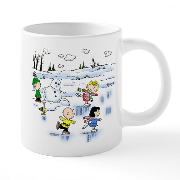 CafePress - Peanut Gang Snow Scene - 20 Oz White Ceramic Mega Mug