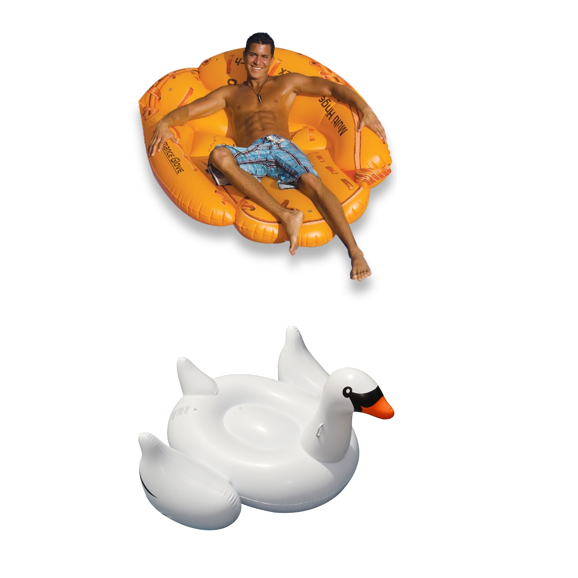 Swimline Baseball Glove Swimming Pool Float & Giant Swan Swimming Pool