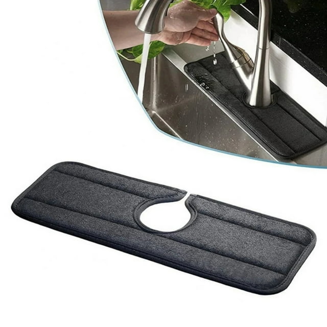 Faucet Absorbent Mat Kitchen Faucet Guard Microfiber Cloth Faucet Catcher For Kitchen Machine Washable 15 X 5 Inch