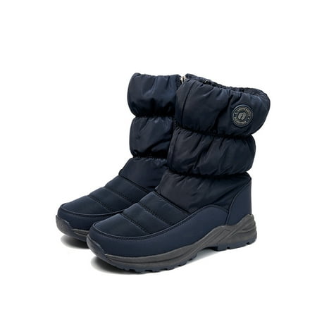 

Harsuny Womens Mens Winter Boots Waterproof Insulated Warm Faux Warm-Lined High Top Mid-Calf with Side Zippers Blue 8.5
