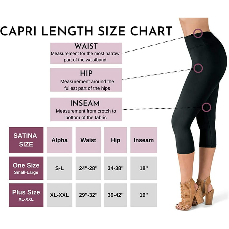 Satina High Waisted Leggings for Women - Capri & Full Length Women's  Leggings 