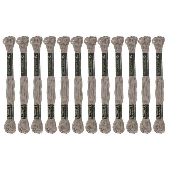 12 Skeins Embroidery Floss 8.75yds(8m) Egyptian Cotton Cross Stitch Thread, Khaki Color(6007)