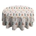 thumbnail image 4 of Beige Christmas Tree Pattern Round Tablecloth 60"x60",Wrinkle Wipeable Table Cloth for Kitchen Dining Room Picnic Patio Party, 4 of 6