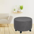 thumbnail image 7 of Round Ottoman Slipcover Ottoman Covers Slipcover Footstool Protector Covers Storage Stool Ottoman Covers Stretch Furniture Protector Machine Washable Gray, 7 of 7
