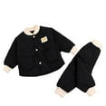 thumbnail image 2 of Esaierr Kids Baby Boys Girls 2pcs Autumn Winter Cotton Outfit Toddler Thick Warm Cotton Top and Cotton Pants Set,Long Sleeve Lapel Button Casual Set Unisex Clothes Set,Size 1-6T, 2 of 8