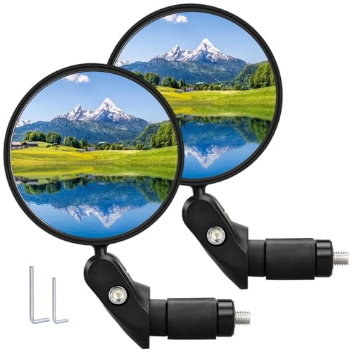 Handlebar Bike Mirrors,2pcs Bicycle Rearview Mirror Set,Adjustable Handlebar Mounted Convex Mirror with Allen Wrench,for Mountain Road Bikes