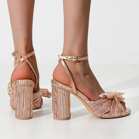 

PEASKJP Women s Platform Women s Summer Round Toe Wedges Casual Solid Open Toe Beach Sandals Flat Sandals Rose Gold 9