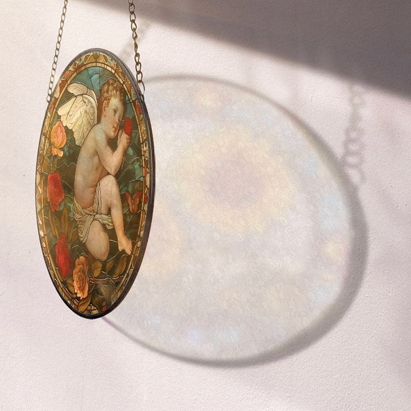 Cherub: Stained Glass-Style Christmas Ornament - Made With Real Glass, Stained Glass Ornament 2025, Holiday Decoration, Seasonal Keepsake Gift, Unique Collectible, Window Hanging,