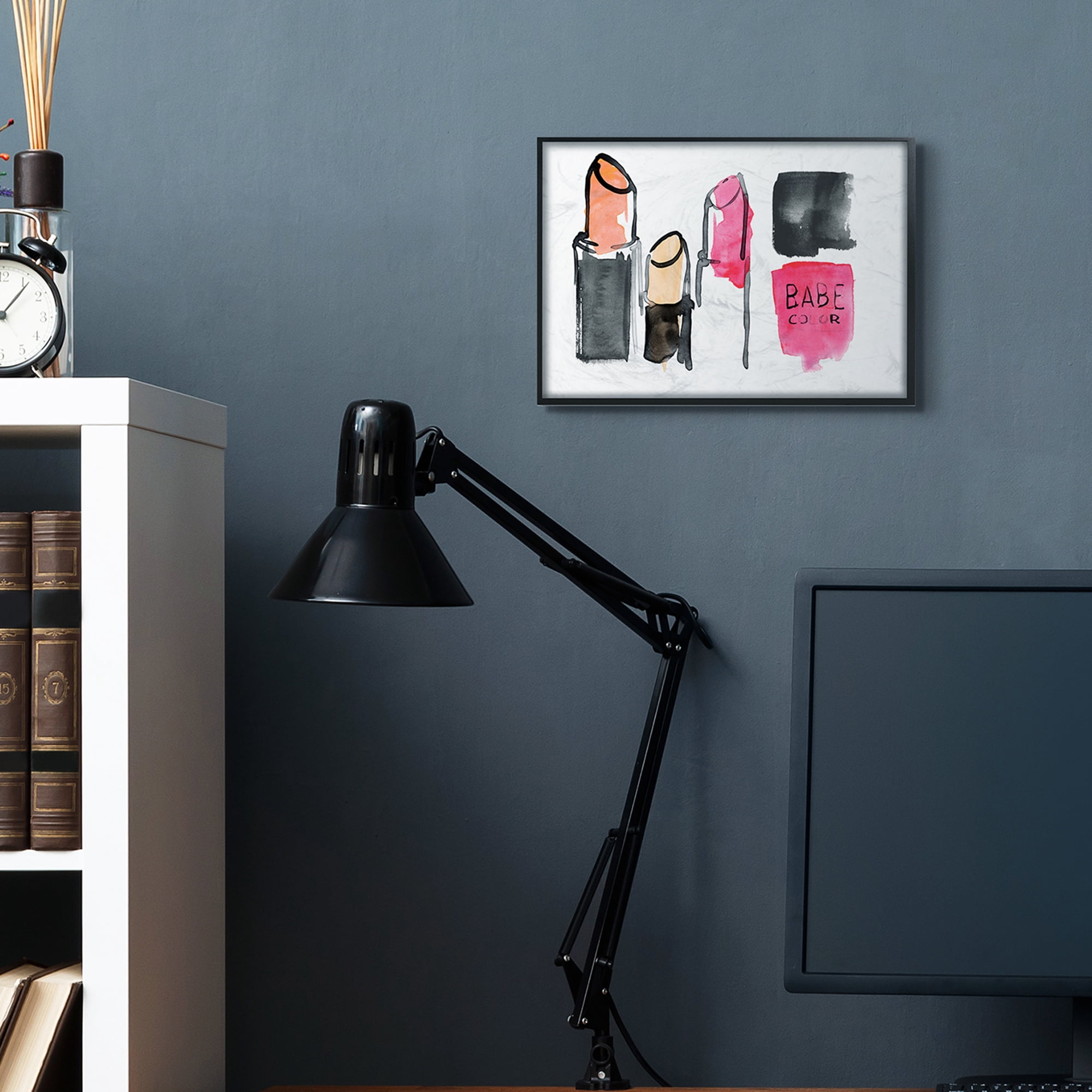 Stupell Industries Watercolor Pink Cosmetics Abstract Fashion Still Life Black Framed, 11 x 14, Design by Jennifer Paxton Parker