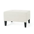 thumbnail image 2 of Noble House Kamil Elegant Fabric Ottoman, Plush Cushion, Durable Birch Wood Legs, Cushioned Top for Comfort, Ivory, 2 of 7