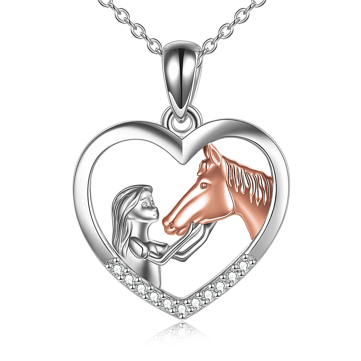 Horse Pendant Necklace Sterling Silver Girls with Horse Gift For Women
