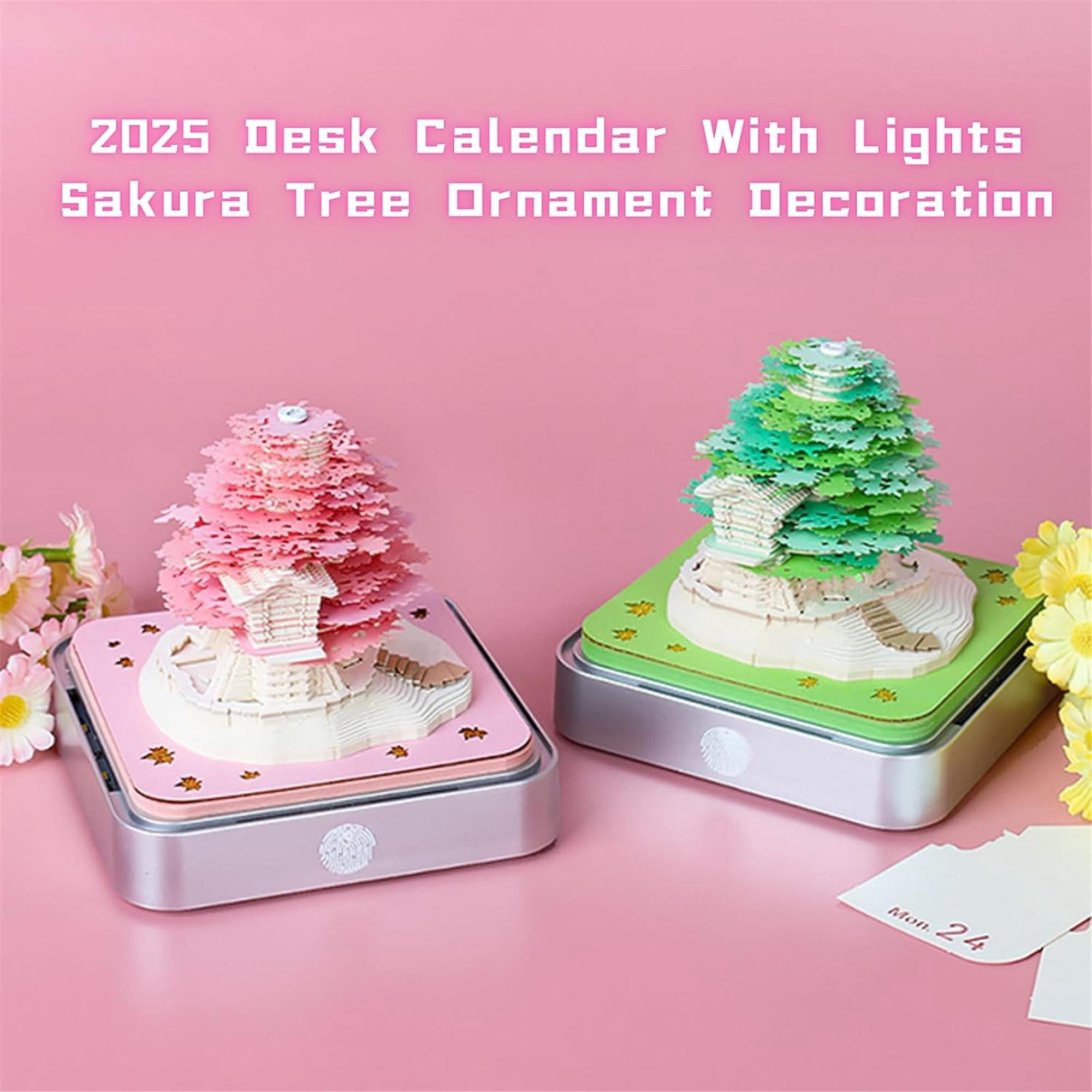 SQDWYGG 3D Memo Pads Paper, Creative Time Piece 2025 Notepad Artopad Carving Gift Desktop Decoration, Artist DIY Notes With LED Lights Craft,Green Tree,3.85" x 3.85"x 3.34"