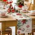 thumbnail image 2 of Christmas Table Runner Christmas Balls Snowflake Table Runners Pine Tree Branch Poinsettia Cotton Linen Dresser Scarf Kitchen Dining Table Decor for Christmas Holiday Party Decor 13x36 Inch, 2 of 9