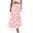 Pink Orange Floral, variant on Women's Elastic High Waist A Line Layer Ruffle Swing Casual Long Maxi Skirt
