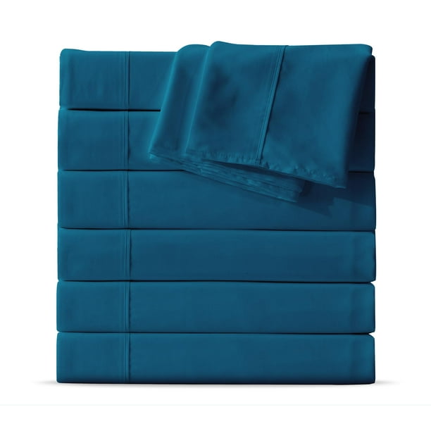 Juego de 6 Sábanas Planas Maple&Stone para Cama Queen en Microfibra Turquesa