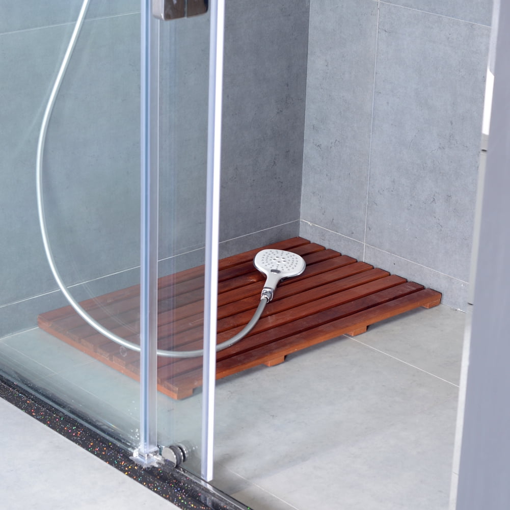 Organizedlife Teak Wood Non-Slip Tub Bath Mat, 31.5 x 19 Inches