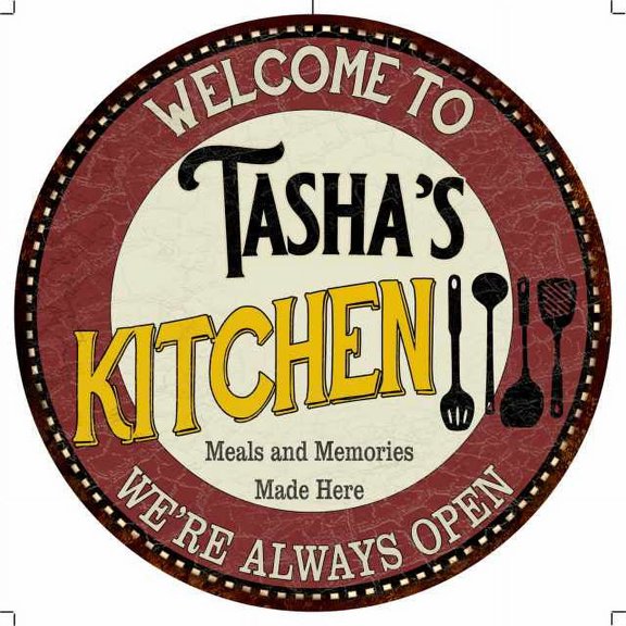 Tasha's Kitchen 12" Round Metal Sign Bar Game Room Wall Déco 200120040460