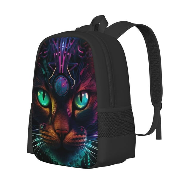 Balery Futuristic Cat Warrior Mochila para hombre y mujer - Tela Oxford 600D resistente - Gran capacidad, resistente al agua, ideal para la escuela, viajes y senderismo