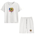 thumbnail image 6 of Amidoa Girls 2 Piece Outfits Summer Clothes Short Sleeve Cotton Floral Print T-Shirt and Shorts Casual Kids Clothing Sets White Size 6, 6 of 9