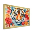 thumbnail image 2 of Designart "Tiger Portrait Amidst Pink and Orange Blooms" Animals Framed Wall Art Decor - Modern Farmhouse Orange Tiger Hallway Framed Wall Art Decor, 2 of 6
