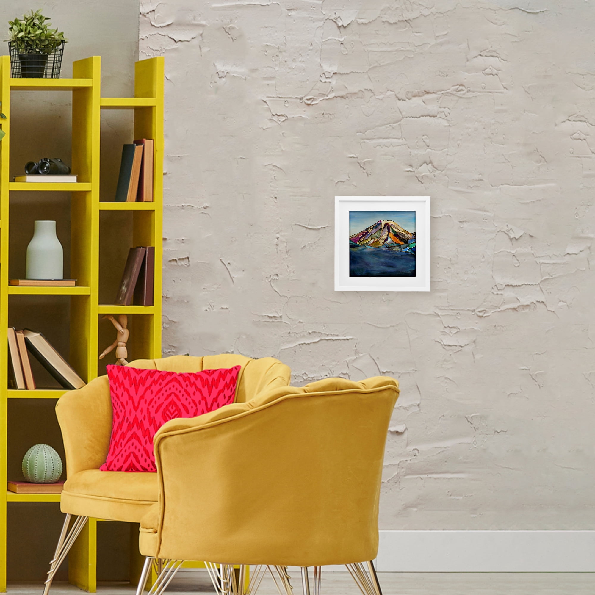 Stupell Industries Collaged Layers Mountain White Framed Print Under Glass, design by Van Horne-Borcherding