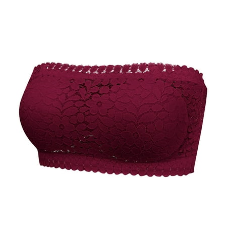 Puawkoer Ladies Seamless Tube Top Long Tube Tops for Women Plus Size Lace Beauty Back Chest Tube Top Shirt Wrapping Underwear
