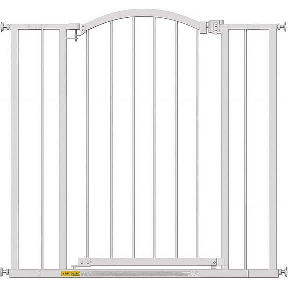 Dkelincs 36"Tall Dog Gate for Doorways & Stairs, Walk-Through Arch Metal Pet Gates Adjustable Safety Gates Fits 28"-40"Wide Opening, White
