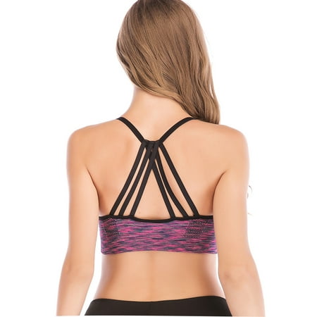 FANNYC Sports Bra For Women Middle Impact Support Wirefree Yoga Bra Sexy Backless Lingerie Bra Top Fitness Excercise Running Tank Top with Removable Pads