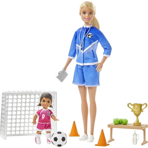 Barbie Career Soccer Coach Playset with 2 Dolls and Accessories