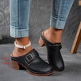 thumbnail image 4 of Rokment Buckles Platform High Heels Clogs Mules Sandals for Women Ladies 2026 Fashion Casual Leather Closed Toe Chunky Block Pumps Dress Slip on Slides Summer Shoes Black Size 6.5, 4 of 7