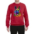 thumbnail image 2 of Wild Bobby, Colorful Happy German Shepherd Dog Animal Lover Unisex Crewneck Graphic Sweatshirt, Red, Medium, 2 of 3
