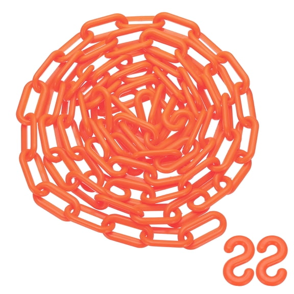 Uxcell 10 Feet Plastic Chain Link Safety Barrier Chain 1x2" Buckle Orange