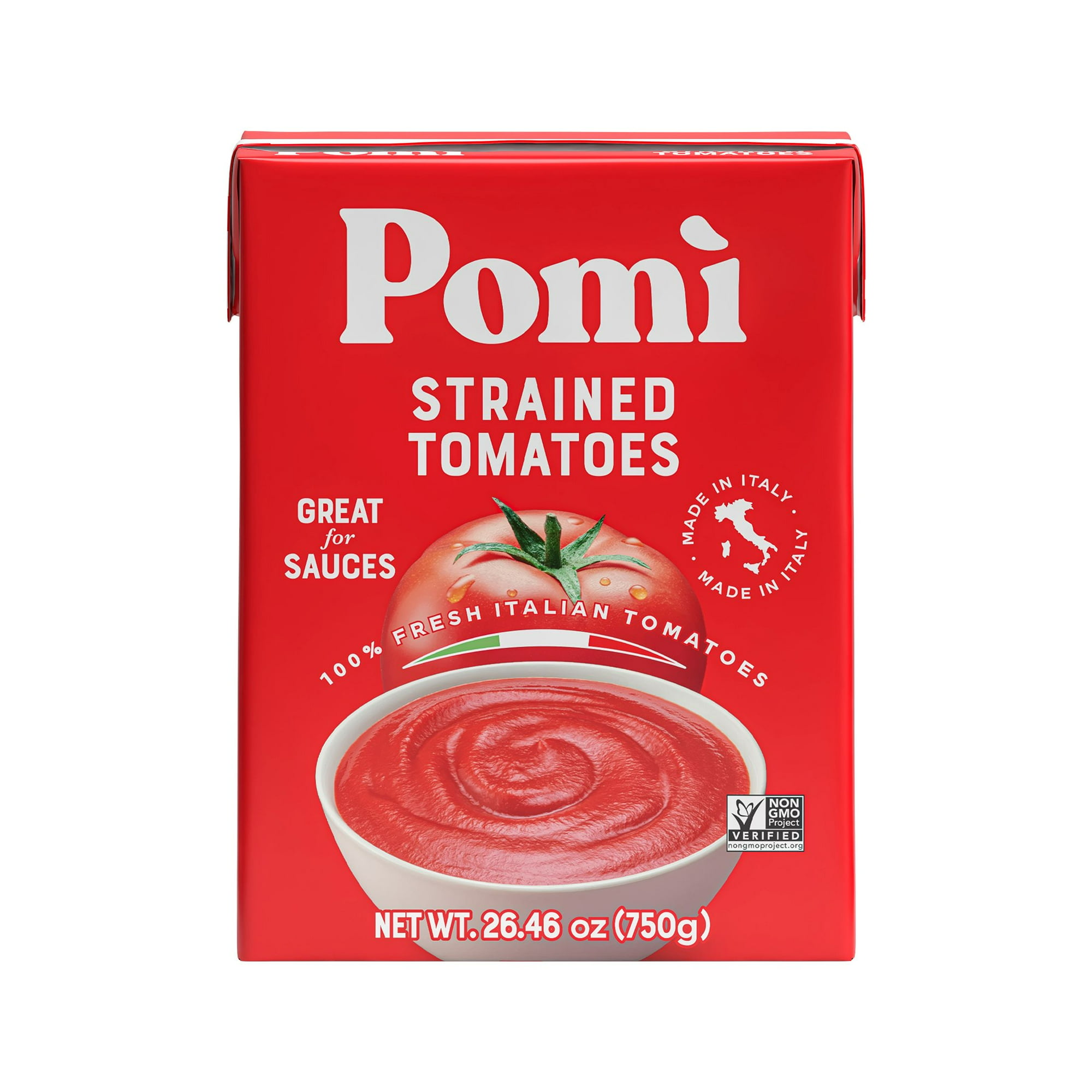 Pomi Strained Tomatoes, 26.46 oz, 1/4 Cup per serving, 12 servings per Container