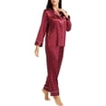 thumbnail image 4 of Womens Silk Satin Pajamas Set Sleepwear Loungewear,Small Dots-red, 4 of 5