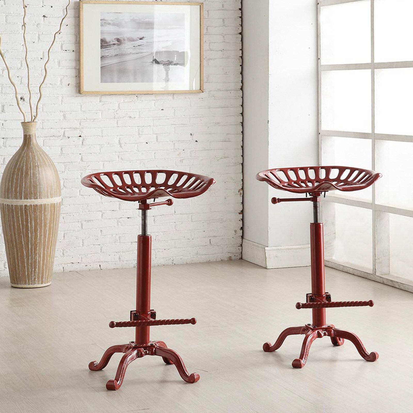 Carolina Cody Adjule Farmhouse Tractor Seat Bar Stool Red Carolina Cody Adjule Farmhouse Tractor Seat Bar Stool Red