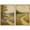 thumbnail image 6 of Framed Canvas Print Vintage Country Landscape Wall Art Set of 2 Modern Farmhouse Decorative for Living Room Bedroom - 24"x36"x2 NATURAL, 6 of 8