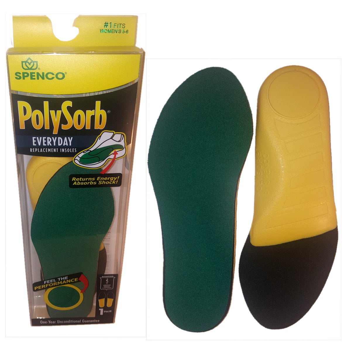 Womens 5-6 Spenco Polysorb Heavy Duty Maximum All Day Comfort and Support Shoe Insole Mens 4-5