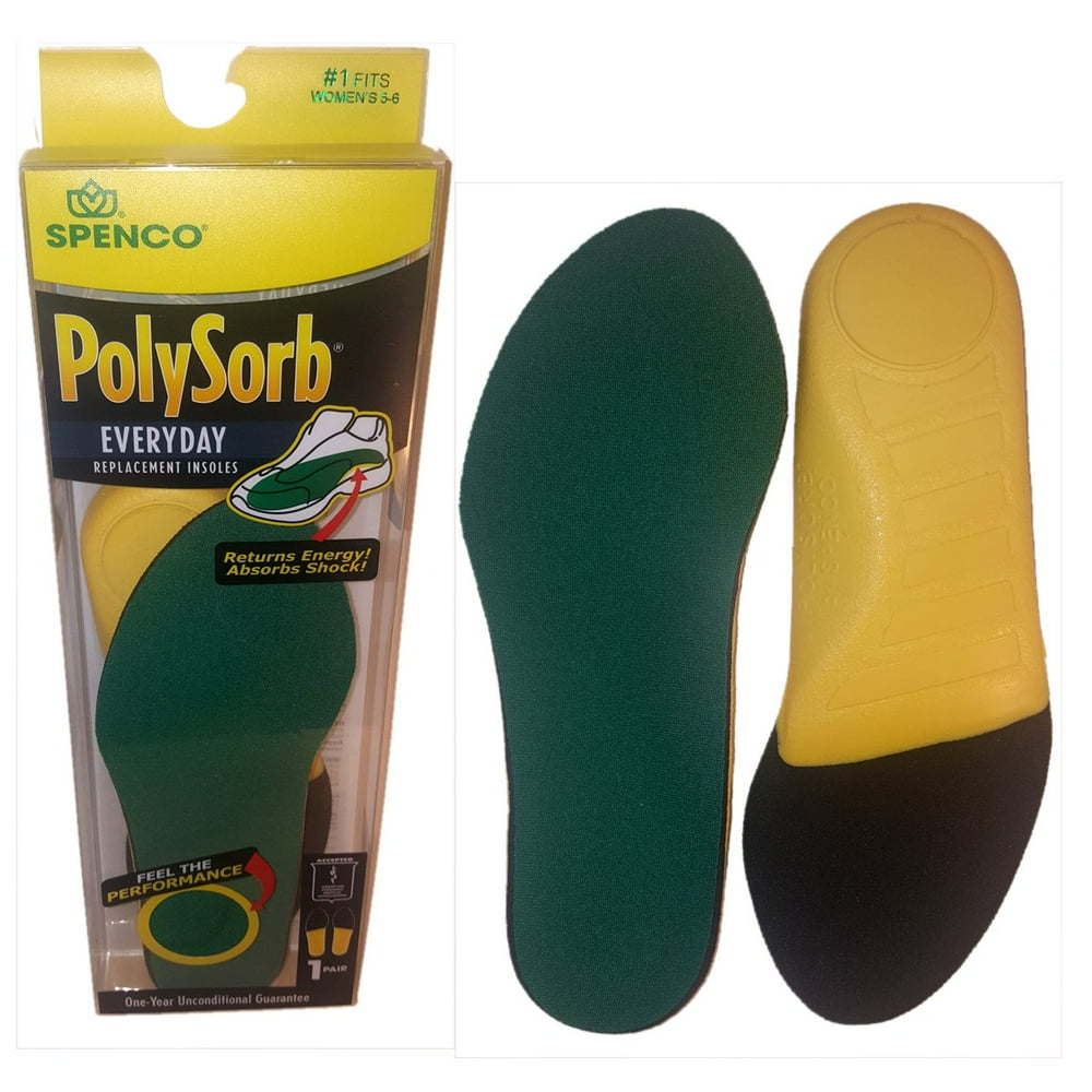 Spenco PolySorb Everyday Replacement Insoles 1 Fits Women's Size 56