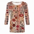 thumbnail image 4 of Towmus Womens Summer Tops 3/4 Sleeves Floral Print Dressy Blouses Crew Neck Casual Tunic Tops Summer Shirts, 4 of 5