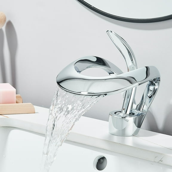 Modern Bathroom Faucet Waterfall Sink Vanity Mixer Taps Single Handle Chrome