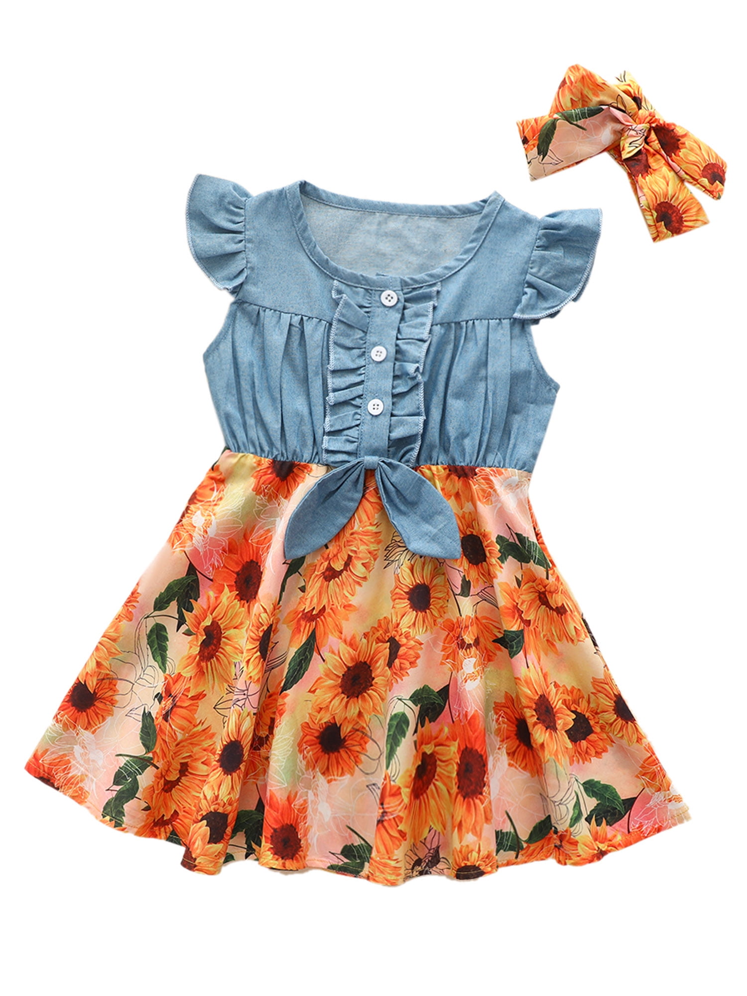 denim sunflower dress
