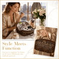 thumbnail image 3 of WANDF Travel Makeup Bag,PU Leather Toiletry Bag for Women,Waterproof Cosmetic Bag,Flat Open Portable Cosmetic Organizer for Skincare, Brushes,Travel Essentials(Brown Leopard Print), 3 of 11