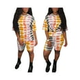 thumbnail image 3 of Qiylii Women's Short Pants Outfits Set, Short Sleeve Pattern Printed Round Neck Tops + Elastic Waist Shorts, 3 of 4