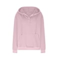 thumbnail image 3 of YOTMKGDO Hoodies for Women Essentials Hoodie Womens Sweatshirt Half Buttons Sweatshirts Cropped Hoodies Fleece Womens Quarter Pullover Swe Womens Long Sleeve Tops, Pink+S, 3 of 6