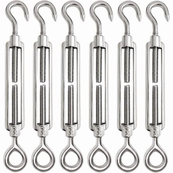 Set of 6 wire tensioners - Hook tensioners - Stainless steel tensioners - For heavy duty use (M5)