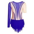 thumbnail image 2 of iiniim Justaucorps de Gymnastique Rythmique pour Femmes Manches Irrégulières Robe de Patinage Artistique Bleu L, 2 of 6