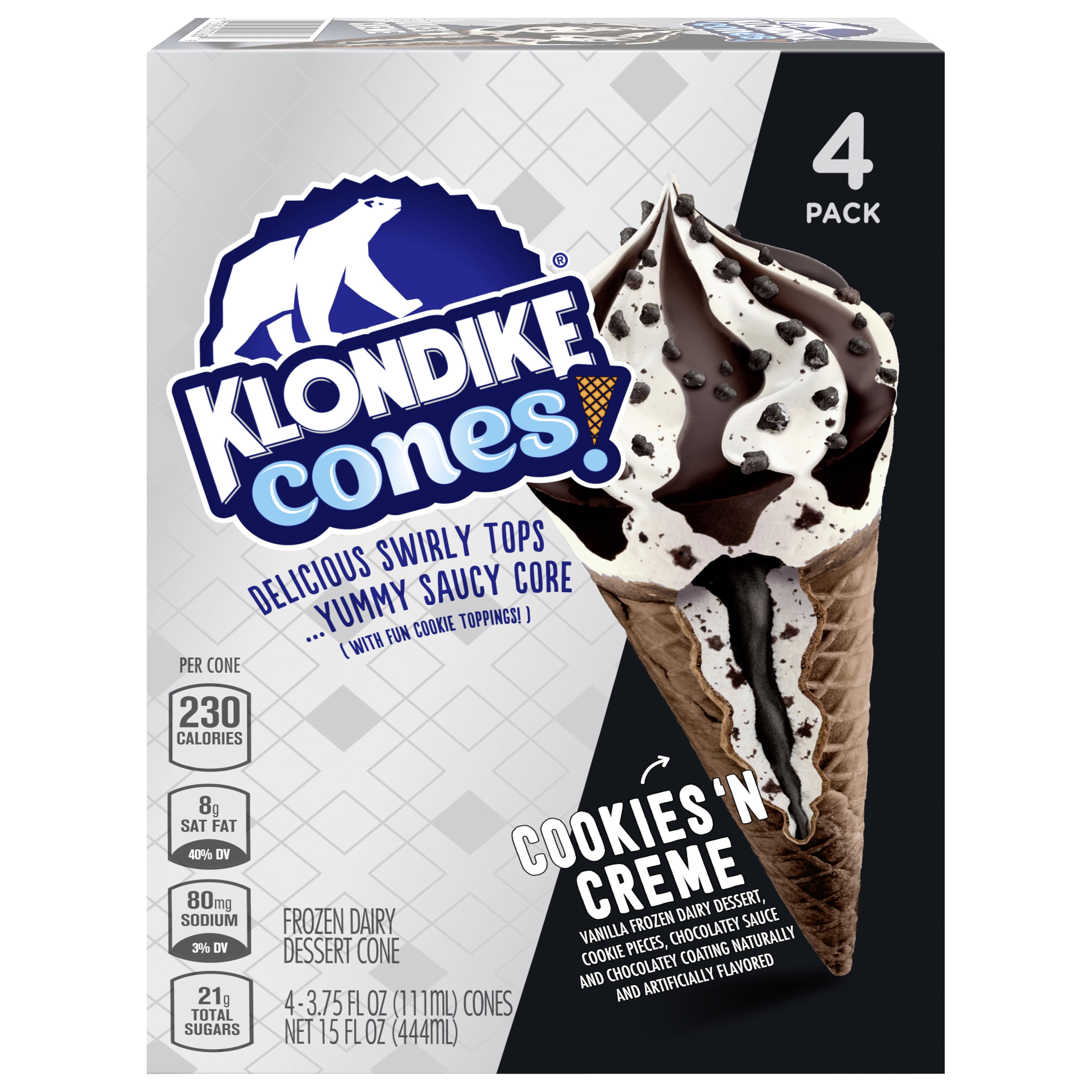 Klondike Classic Cookies & Cream Delicious and Crunchy Ice Cream Cone 3.75 fl oz